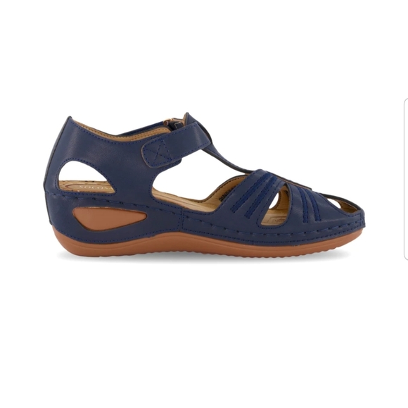 NEW Casual Comfort Blue Wedge Sandals (Size 10) - Picture 2 of 7